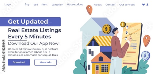 Real estate listings updated application website