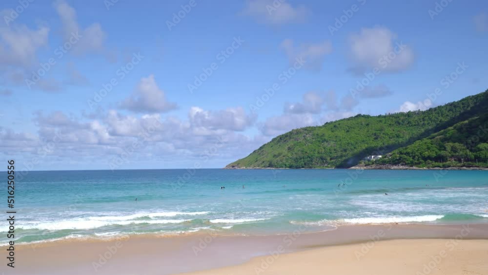 Sea beach beautiful waves Foaming and Splashing on the beach sand. Ocean sea. Beautiful beach sea at Phuket Thailand Travel and tour background Sea beach beautiful waves Foaming and Splashing on the beach sand. Ocean sea. Beautiful beach sea at Phuket Thailand Travel and tour background