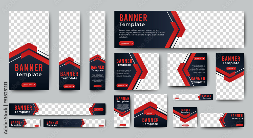 set of corporate web banners of standard size with a place for photos ...