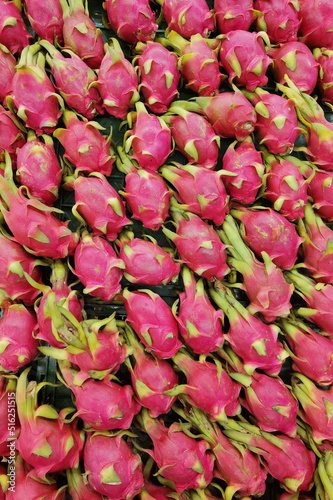 Pile of Dragon fruit in the market 