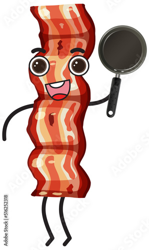 Bacon cartoon character on white background