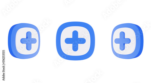 3d icon illustration plus positive add isolated