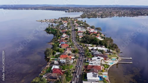 Aerial view of waterfront properties at Toukley with Budgewoi and Tuggerah Lakes, NSW, Australia. photo