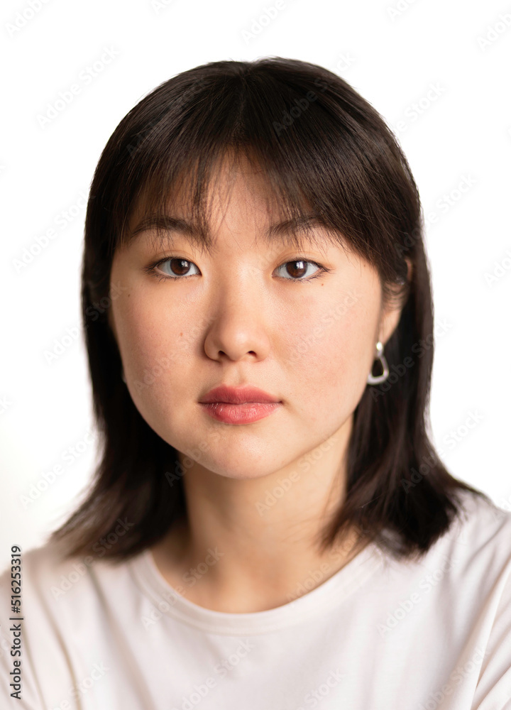 Asian teen girl on a white isolated background. Photos for documents Asian teen girl on a white isolated background. Photos for documents