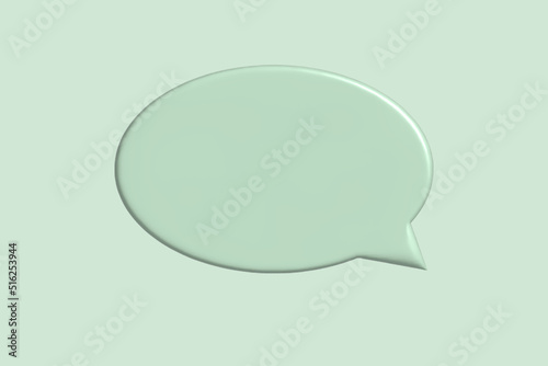 3d illustration text box, speech bubble on green background.