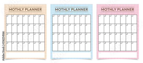 Vector monthly planner page template