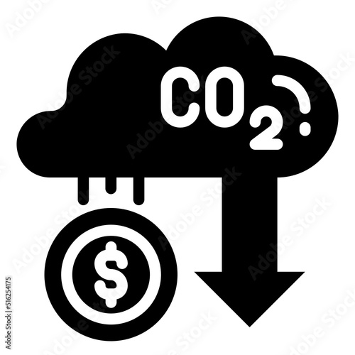 carbon credit glyph icon photo