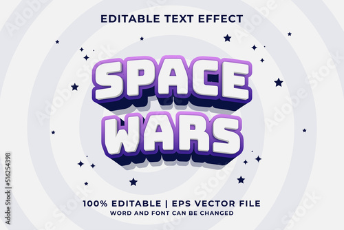 Fototapeta Naklejka Na Ścianę i Meble -  3d Space Wars Cartoon Editable Text Effect Premium Vector