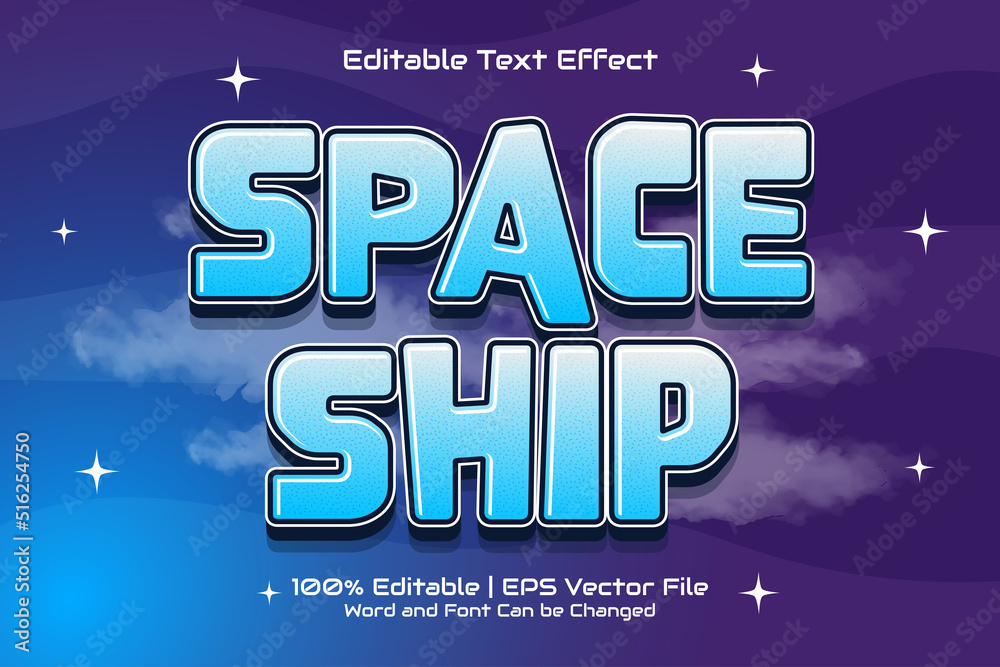 Fototapeta premium Editable text effect - Space Ship Cartoon Game style