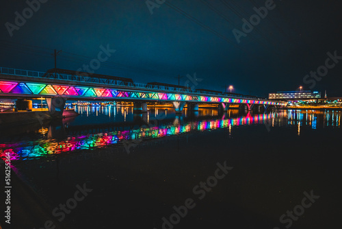 rainbow bridge at night