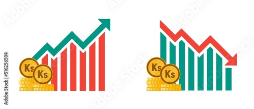 Burmese Kyat Value Up and Down Illustrations