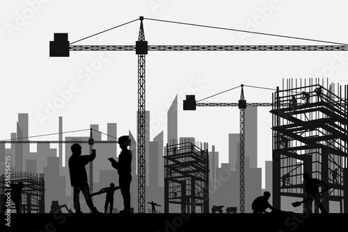 cute construction activity silhouette graphic