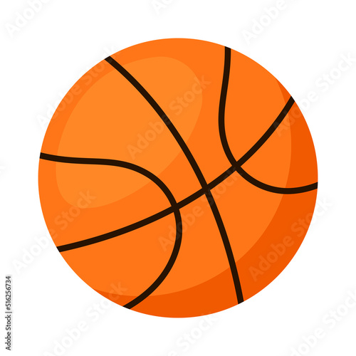 Basketball Vector Icon Clipart in Flat Animated Illustration on White Background