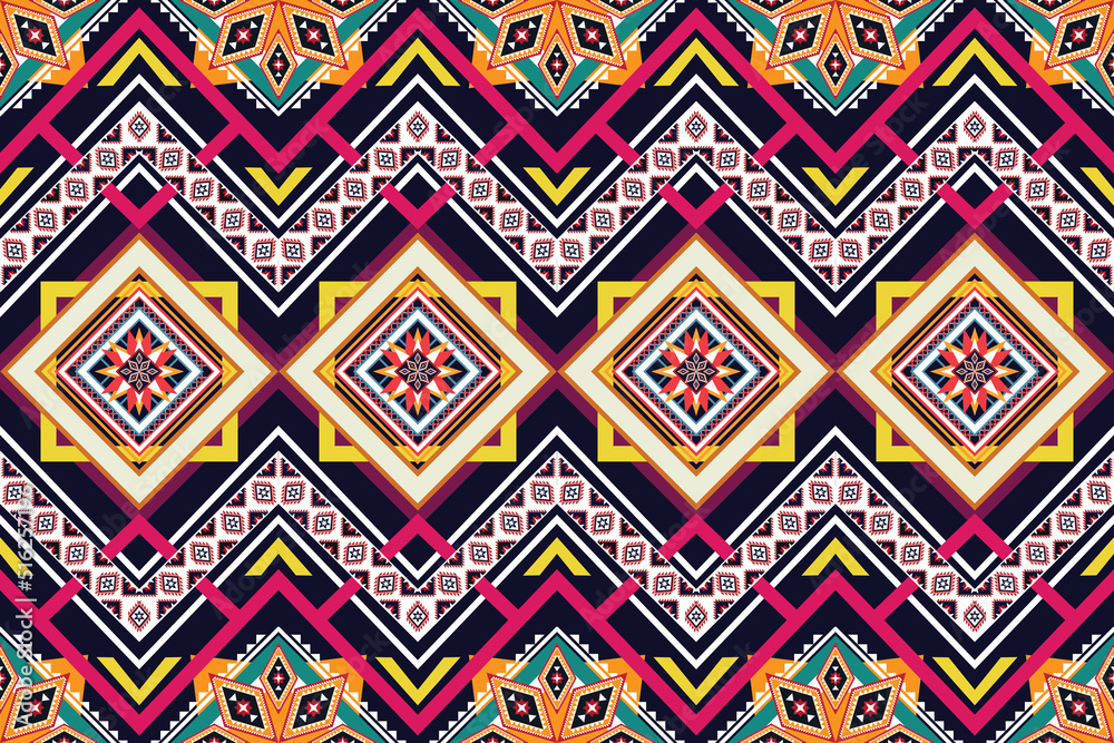 Geometric ethnic flower pattern for background,fabric,wrapping,clothing,wallpaper,Batik,carpet,embroidery style.