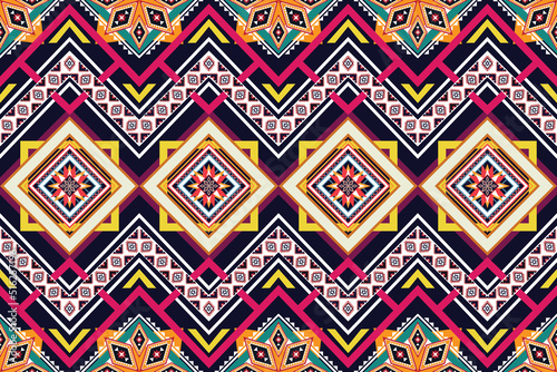 Geometric ethnic flower pattern for background,fabric,wrapping,clothing,wallpaper,Batik,carpet,embroidery style.