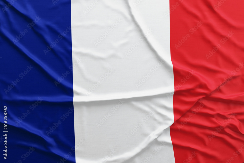 FR Flag. French flag rippled on black background national day. Flag of France, Bastille day