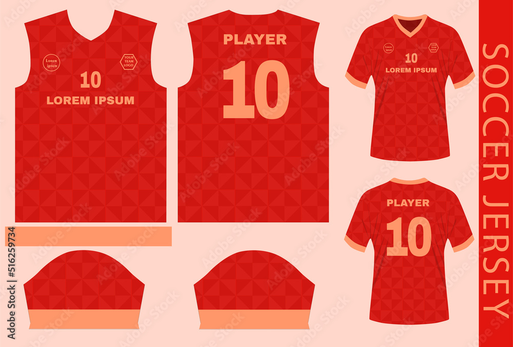 soccer jersey design template with pattern sewing print and mockup