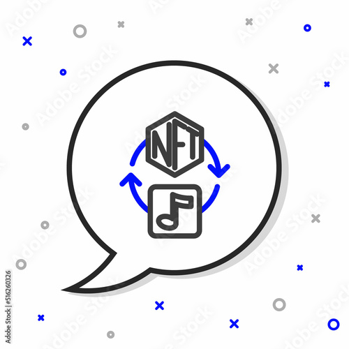 Line NFT Digital crypto art icon isolated on white background. Non fungible token. Colorful outline concept. Vector