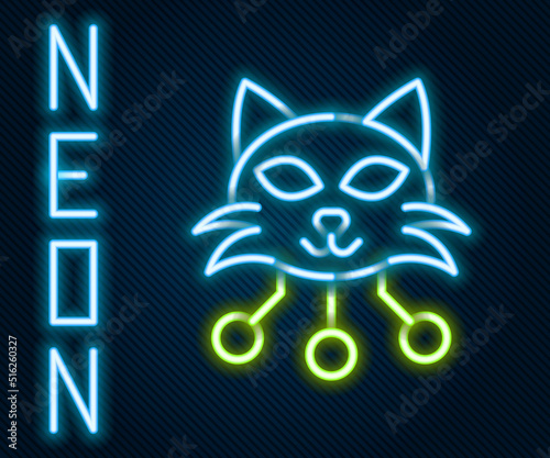Glowing neon line NFT Digital crypto art icon isolated on black background. Non fungible token. Colorful outline concept. Vector