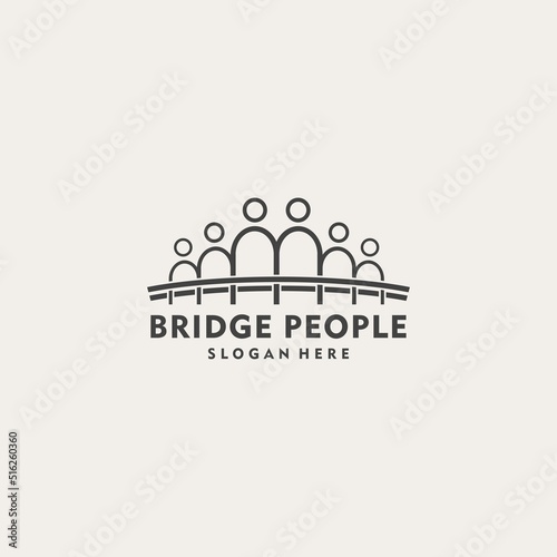 bridge people family together human unity logo Teamwork Logo vector icon illustration
