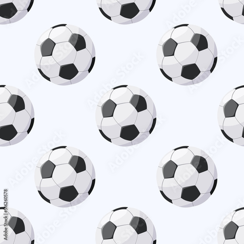 Seamless pattern with soccer balls. Cartoon design. 