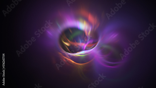 Abstract violet glowing shapes. Fantastic light background. Digital fractal art. 3d rendering.