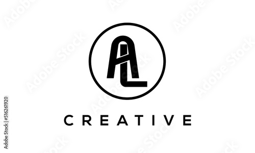 Monogram / initial letters AL creative corporate customs typography logo design. spiral letters universal elegant vector emblem with circle for your business and company.