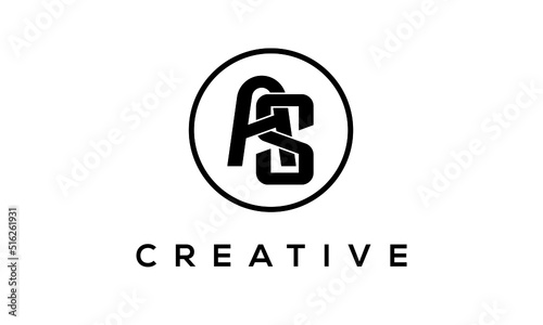 Monogram   initial letters AS creative corporate customs typography logo design. spiral letters universal elegant vector emblem with circle for your business and company.