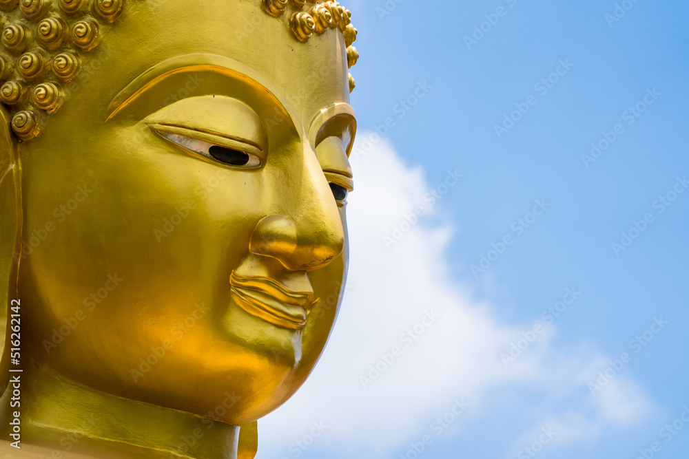 Lop Buri, Thailand - May, 29, 2022 : Buddha statue at Wat Chaiyo Warawithan temple, most popular religion traveling destination at Lop Buri, Thailand. - obrazy, fototapety, plakaty 