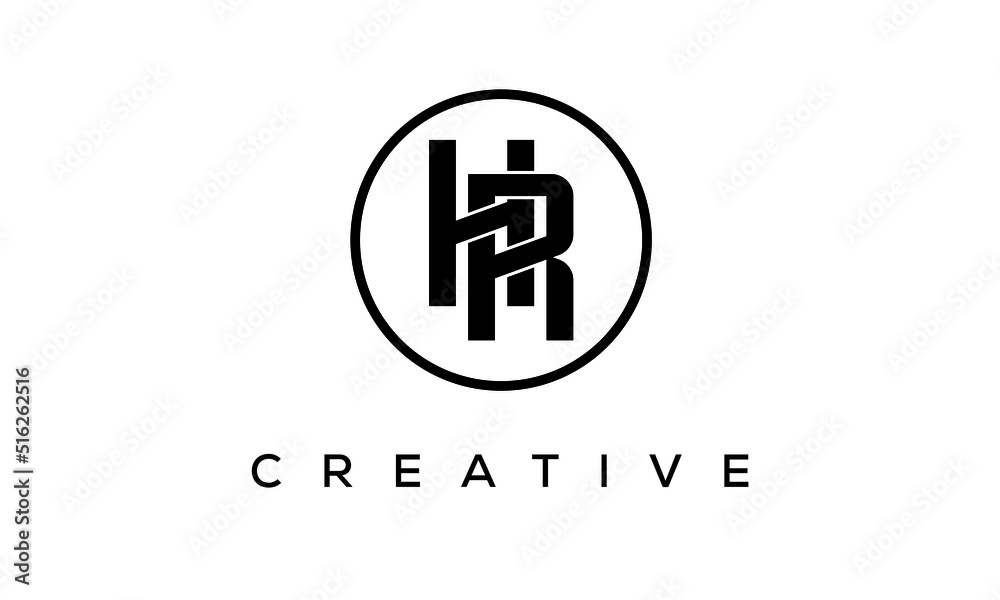 Monogram / initial letters HR creative corporate customs typography logo design. spiral letters universal elegant vector emblem with circle for your business and company.