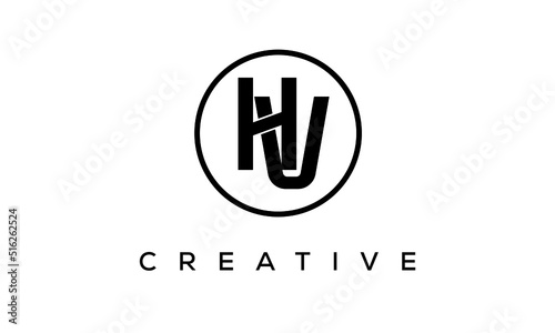 Monogram   initial letters HV creative corporate customs typography logo design. spiral letters universal elegant vector emblem with circle for your business and company.