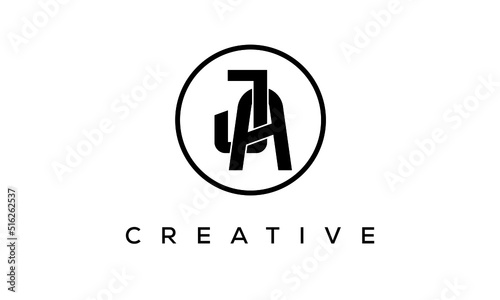 Monogram   initial letters JA creative corporate customs typography logo design. spiral letters universal elegant vector emblem with circle for your business and company.