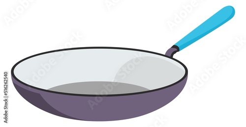 Frying pan with long handle, kitchenware dishes