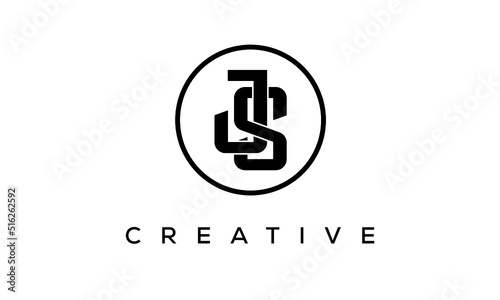 Monogram / initial letters JS creative corporate customs typography logo design. spiral letters universal elegant vector emblem with circle for your business and company.