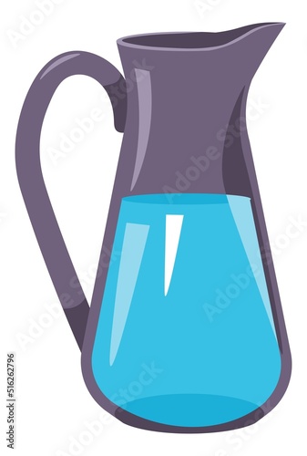 Jug filled with water, kitchenware and dishware