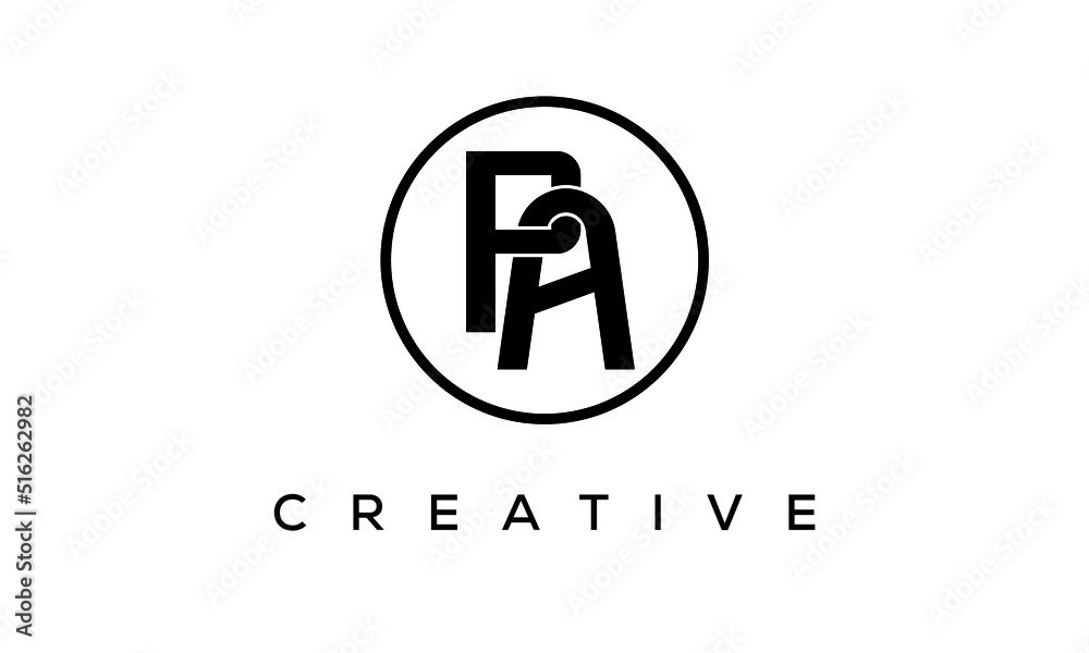 Monogram / initial letters PA creative corporate customs typography logo design. spiral letters universal elegant vector emblem with circle for your business and company. - obrazy, fototapety, plakaty 
