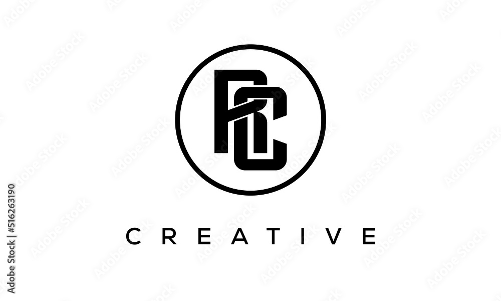 Monogram / initial letters RC creative corporate customs typography logo design. spiral letters universal elegant vector emblem with circle for your business and company.