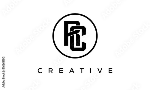 Monogram / initial letters RC creative corporate customs typography logo design. spiral letters universal elegant vector emblem with circle for your business and company.