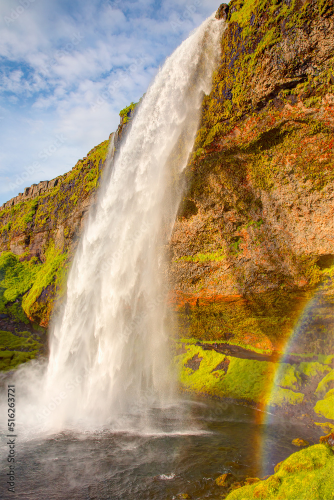 Fototapeta premium Amazing Seljalandsfoss waterfall with rainbow - Iceland