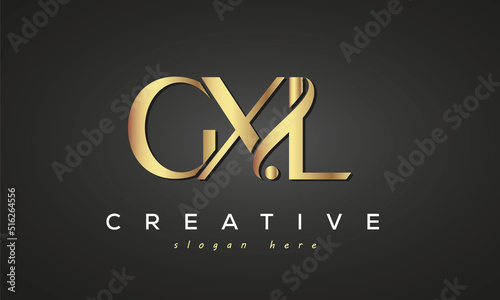 GXL creative luxury stylish logo design with golden premium look, initial tree letters customs logo for your business and company photo