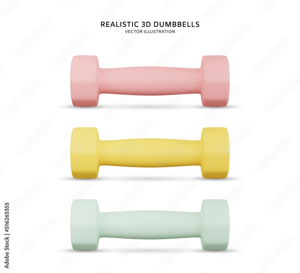 Realistic 3d dumbbell vector illustration Realistic 3d dumbbell vector illustration