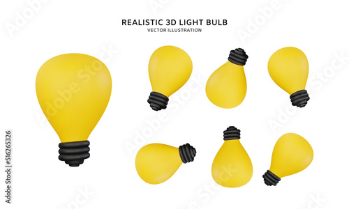 Realistic 3d light bulb vector object illustration