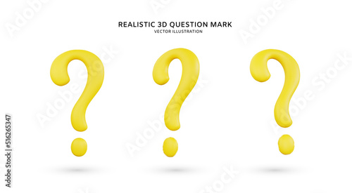 Realistic 3d question mark vector icon illustration