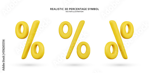 Realistic 3d percentage vector icon illustration