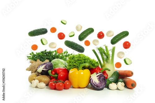 Group of vegetables isolated on white background