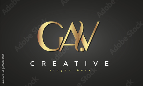 GAV creative luxury stylish logo design with golden premium look, initial tree letters customs logo for your business and company photo