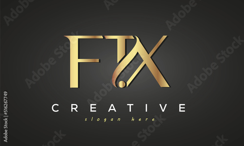 FTX creative luxury stylish logo design with golden premium look, initial tree letters customs logo for your business and company photo