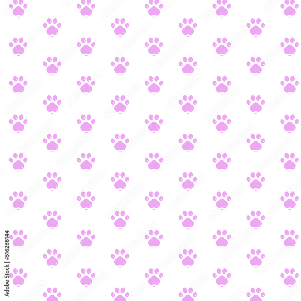 Vector pink paw pattern seamless Vector pink paw pattern seamless