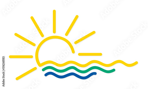 Sun and Blue Wave Symbol.