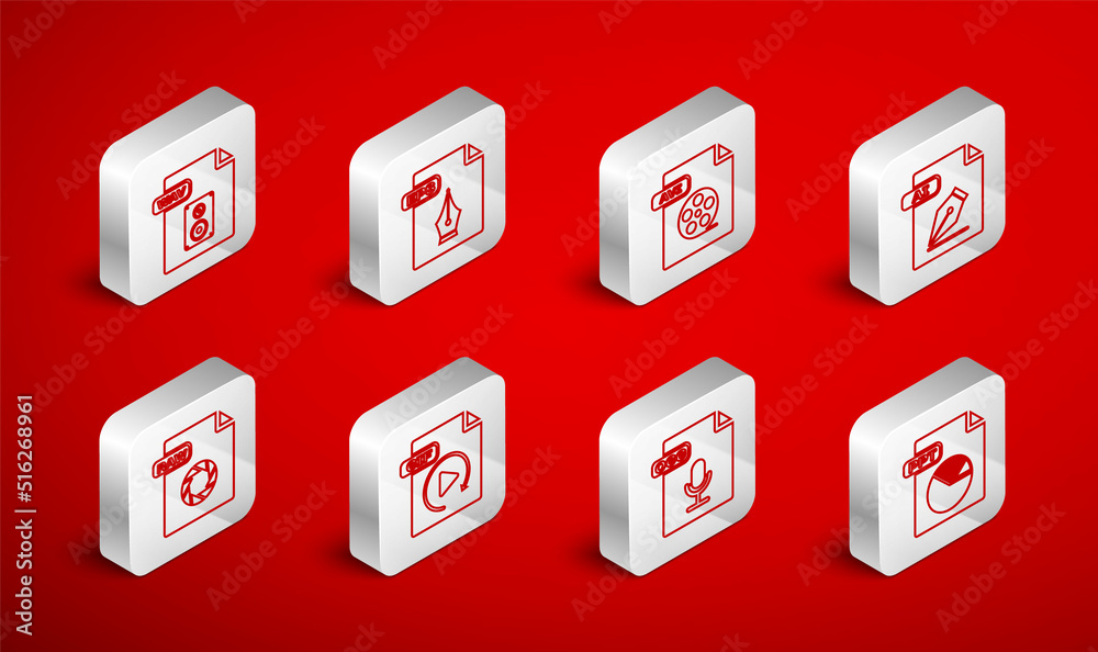 Set line PPT file document, EPS, AVI, AI, OGG, WAV, GIF and RAW icon. Vector Set line PPT file document, EPS, AVI, AI, OGG, WAV, GIF and RAW icon. Vector